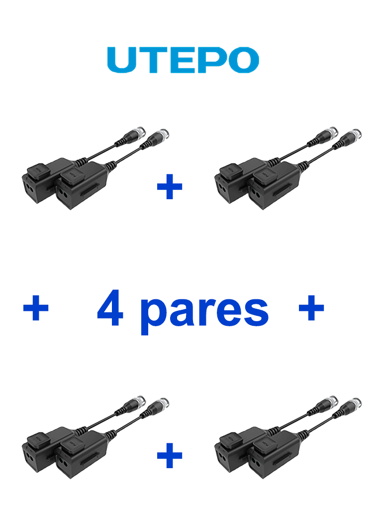 Transceptores Pasivos UTEPO UTP101PHD6PAK4 - HD 720p a 300m, 1080p a 250m, 4MP a 200m, 4K a 150m
