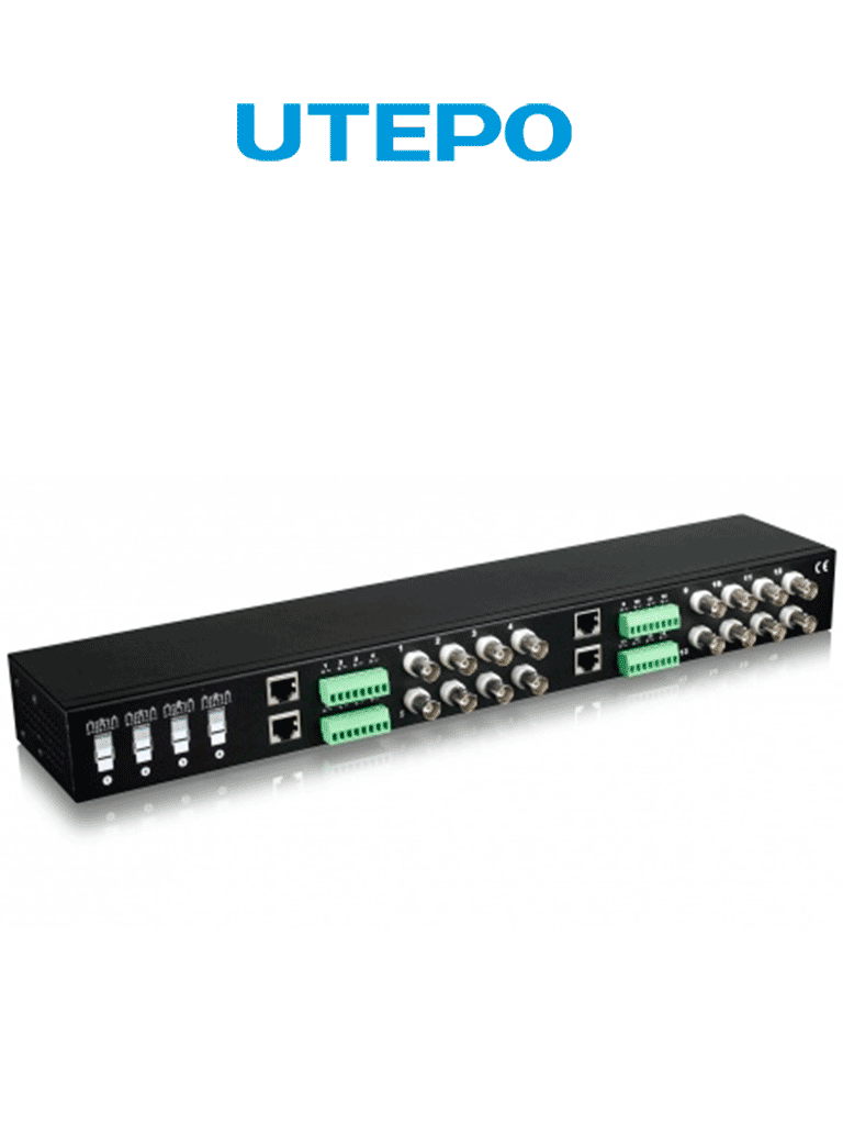 Transceptor pasivo UTEPO UTP116PHD de 16 canales, 4K a 150m, HDCVI/TVI/AHD/CVBS, 720p a 350m, 1080p a 200m