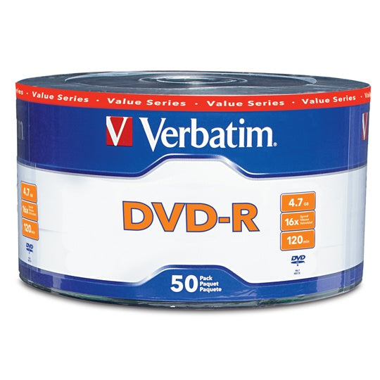 Verbatim DVD-R 4.7GB 50 Pzas VB97493, Grabación a 16X, Compatible con DVD Players