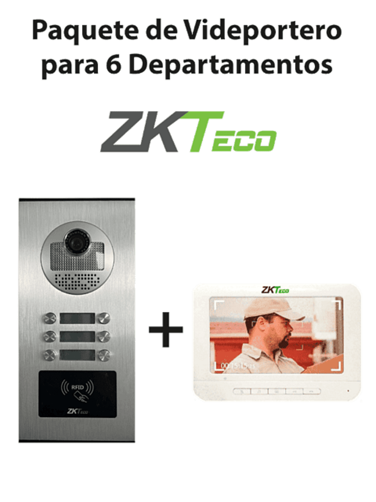 Videoportero ZKTeco VE06A01PAQ7P- 1 Monitor VDPIB3 de 7", 6 Departamentos, Pantalla de 7"
