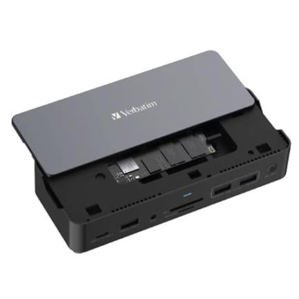 Docking Verbatim Carcasa SSD USB-C Pro 15 en 1 80W Negro, Suministro Eléctrico