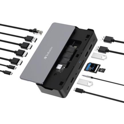 Docking Verbatim Carcasa SSD USB-C Pro 15 en 1 80W Negro, Suministro Eléctrico