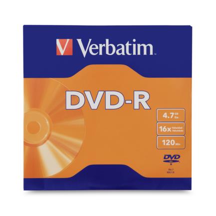 DVD-R Verbatim 4.7GB 16X Spindle 50 Discs, 120 Minutes Recording