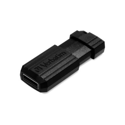 Memoria USB Verbatim PinStripe de 64GB, USB 2.0, Color Negro, Compacta