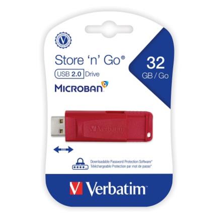 Memoria USB Verbatim Flash Store n Go 32GB USB 2.0 Color Rojo