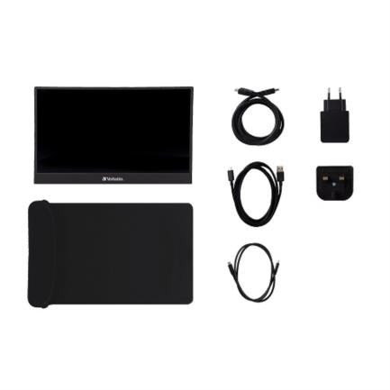 Monitor Verbatim Portátil 15.6" Full HD Touch 1920x1080 Negro, USB-C, Altavoces Integrados