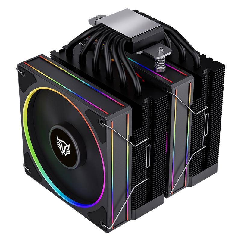 BR-941945 - Enfriamiento de Aire Balam Rush Heliux Pro HEX75 Negro Display para monitoreo de temperatura RGB 6 Pipas TDP 270 W Legend