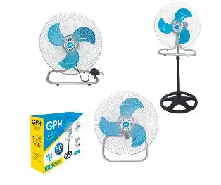 GPH Ventilador 3 en 1 18" Metálico, 3 Aspas, 3 Velocidades, 90W