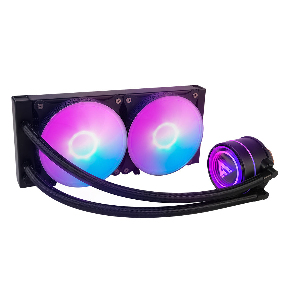 GAME FACTOR Enfriamiento Líquido LQG601-BK, 120mm, RGB, Compatible con Intel/AMD