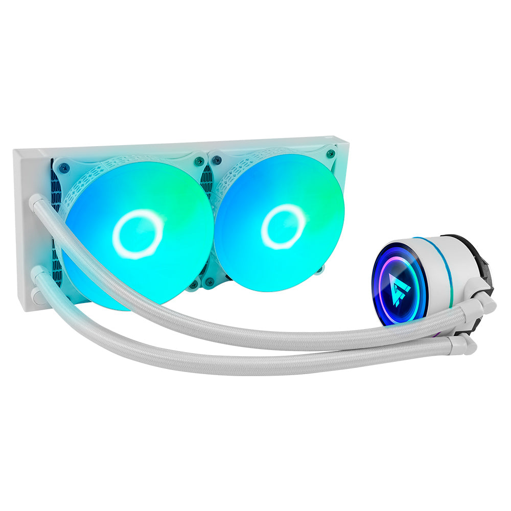 GAME FACTOR Enfriamiento Líquido LQG601-WH, 120mm, Compatible con Intel/AMD