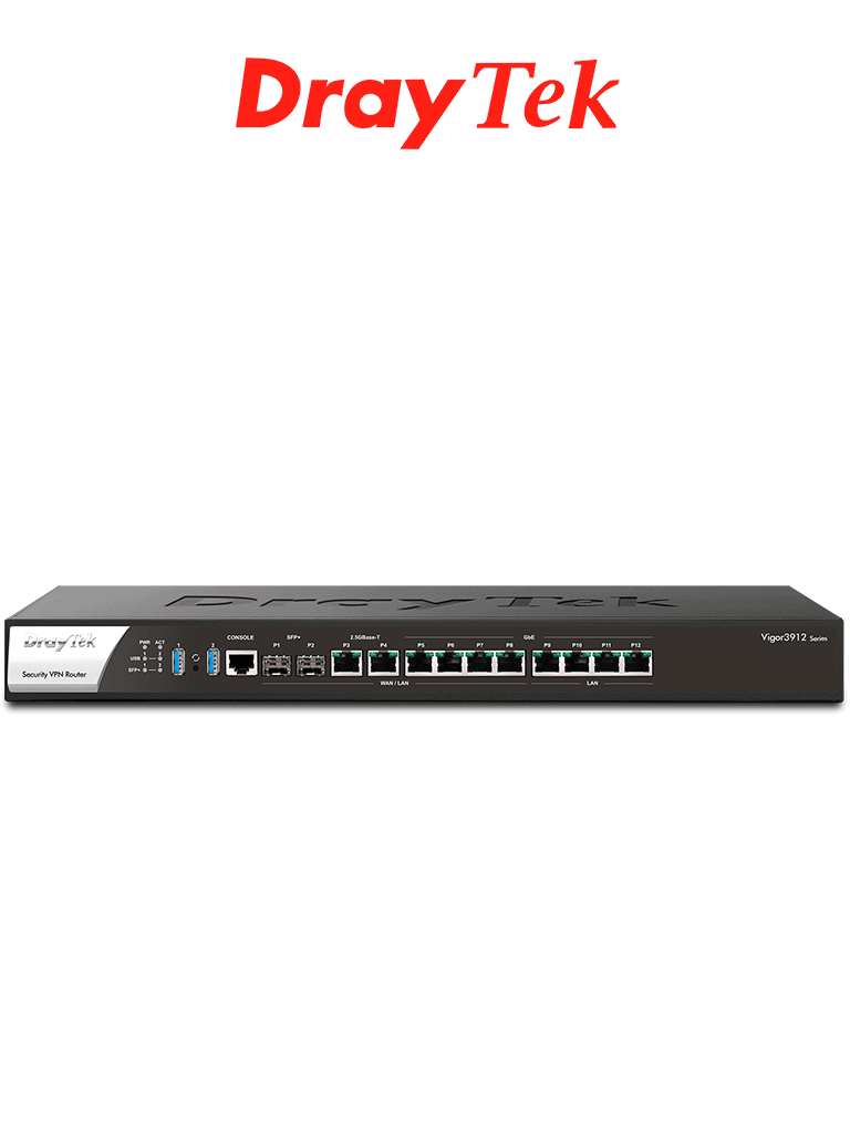 Ruteador DRAYTEK VIGOR3912 Multi-WAN 8 Puertos GE, 4 LAN RJ-45, 500 Túneles VPN