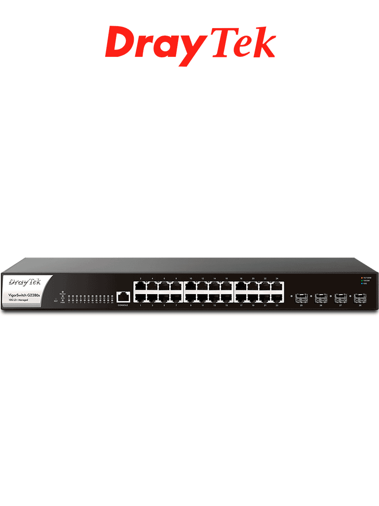 Switch Draytek VigorSwitch G2280X Gigabit Ethernet Capa 2, 24 Puertos Gigabit, 4 Puertos SFP, 128Gbps