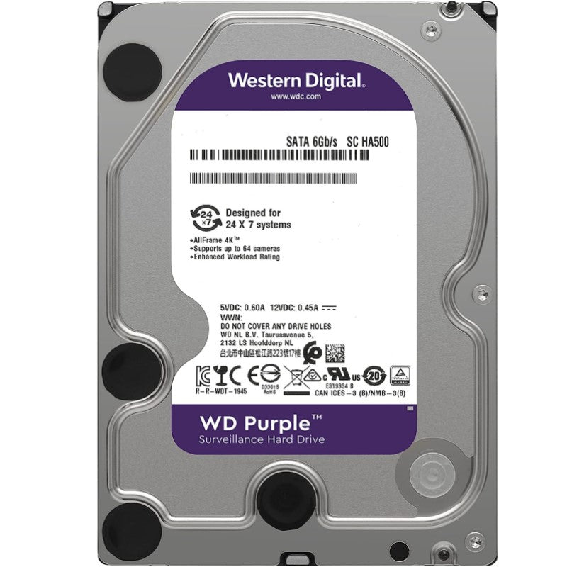 DISCO DURO INTERNO WD PURPLE 6TB 3.5" WD64PURZ 256MB VIDEOVIGILANCIA, 7200RPM, SATA 6Gb/s, PARA CCTV