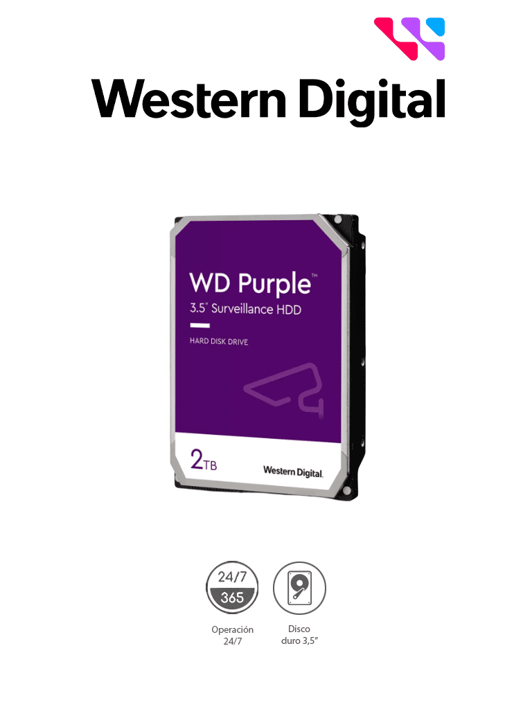 Western Digital Disco Duro Interno 2TB 3.5" 5400RPM, SATA III 6Gbit/s, Caché 256MB