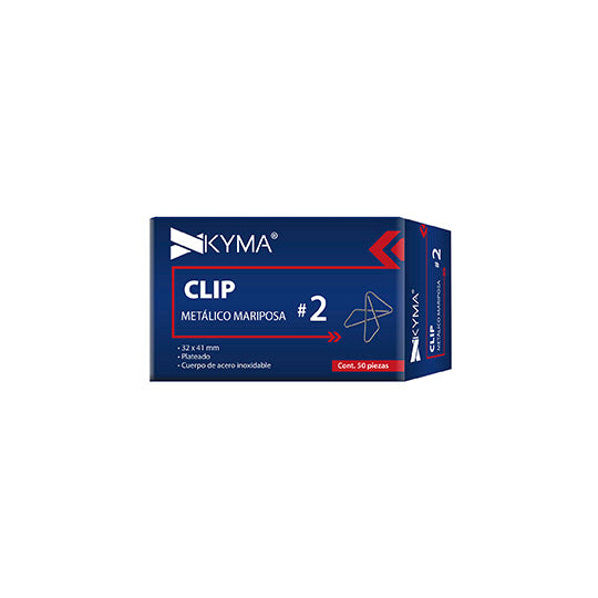 KYMA CLIP-MARIPOSA-2 - Clip metálico kyma mariposa no.2 c/50 pz