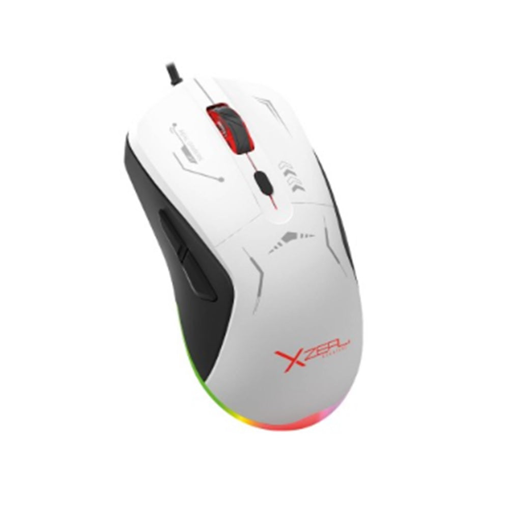 Mouse Gamer Xzeal XST-401 7200 DPI RGB USB Blanco Negro, 6 Botones Programables