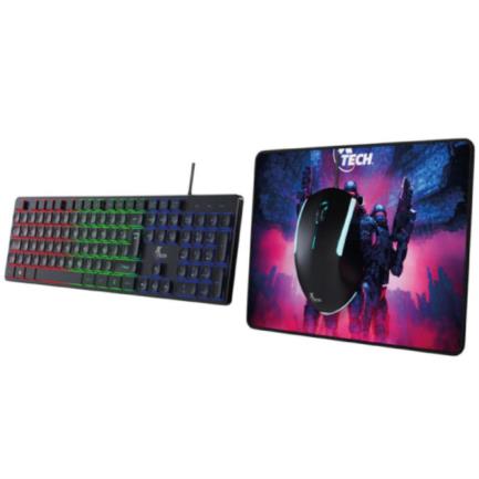 Teclado Mouse y Mousepad XTech Gaming RGB Hasha XTK 535S Full Size USB Español Negro LED RGB
