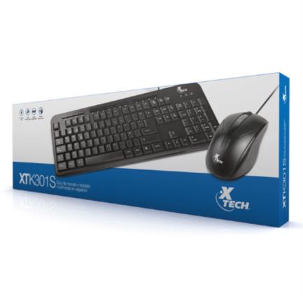 Teclado Multimedia y Mouse XTech Cableados XTK-301S, Español, Color Negro, USB 2.0