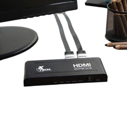 Multiplicador HDMI XTech de 4 Salidas, Resolución 1920x1080p, Conector Hembra, Alimentación Propia