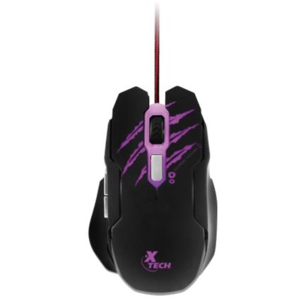 Mouse XTech Gaming LED Cableado Lethal Haze XTM-610 Sensor Optico 6 botones 800 1200 2400 3200 DPI RGB