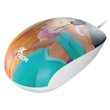 Mouse XTech Princesas Disney 3 Botones 1200DPI Ambidiestro Cable USB 1.5m