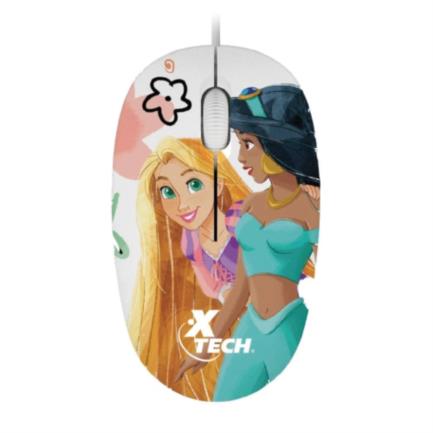 Mouse XTech Princesas Disney 3 Botones 1200DPI Ambidiestro Cable USB 1.5m