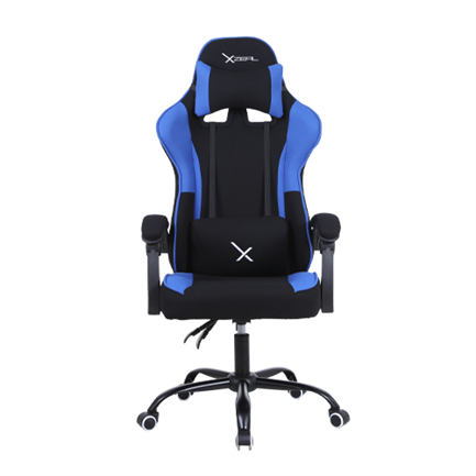 Sillas Gamer Negro/ Azul X20, Tela Automotriz, Brazos Reclinables, Piston clase 3 130kg, Reclinable 125º, Soporte Lumbar y Cervical, Estrella metalica negra