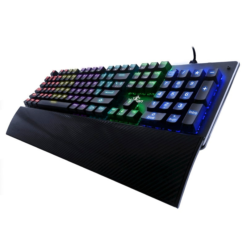 TECLADO GAMER YEYIAN YAT1801 FLARE SERIE 2000 SW AZUL RGB, 104 TECLAS, ANTI-GHOSTING, SWITCHES MECÁNICOS