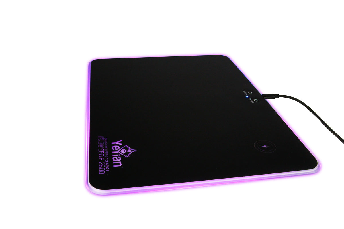 Mousepad Gamer Yeyian YGF-68901 Rig RGB Anti/D Flow 2800, 280x350mm, Carga Inalámbrica