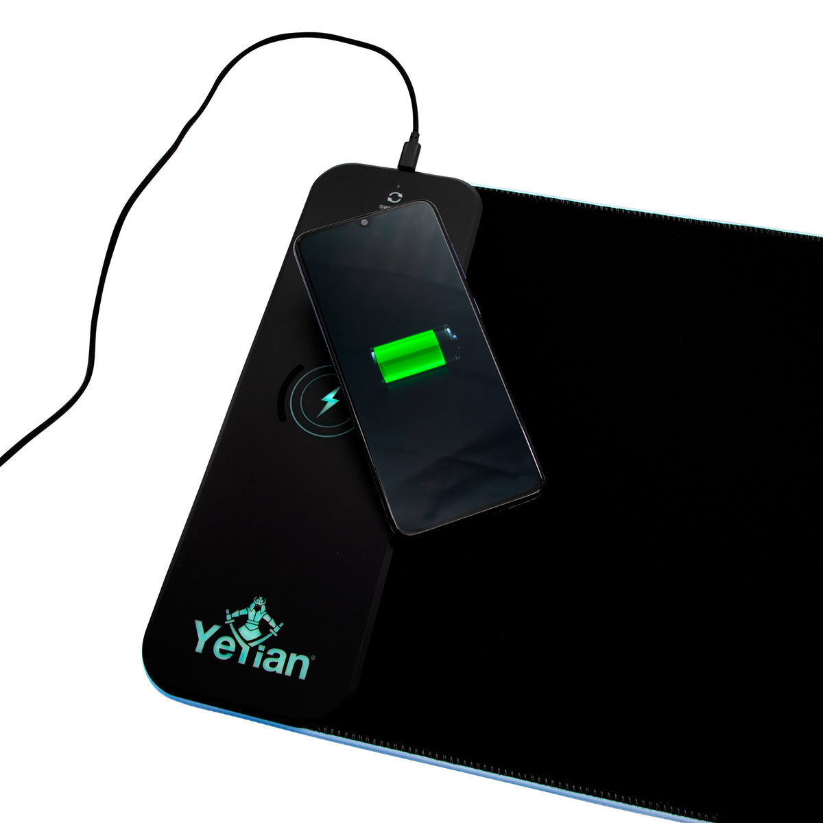 Mousepad Gamer Yeyian YGG-68902 Flex Carga Inalámbrica RGB Anti-Deslizante 2700 DPI 30x25cm LED Control táctil
