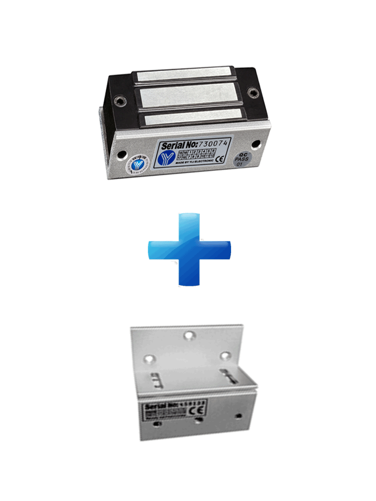 Cerradura Magnética YM60 60Kg con Soporte Z, Incluye Paquete de Fijación