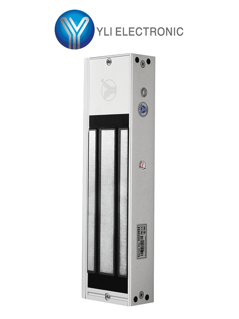 YLI Cerradura Magnética YM750NTLED 750 kg, Voltaje Dual 12/24 VDC, LED