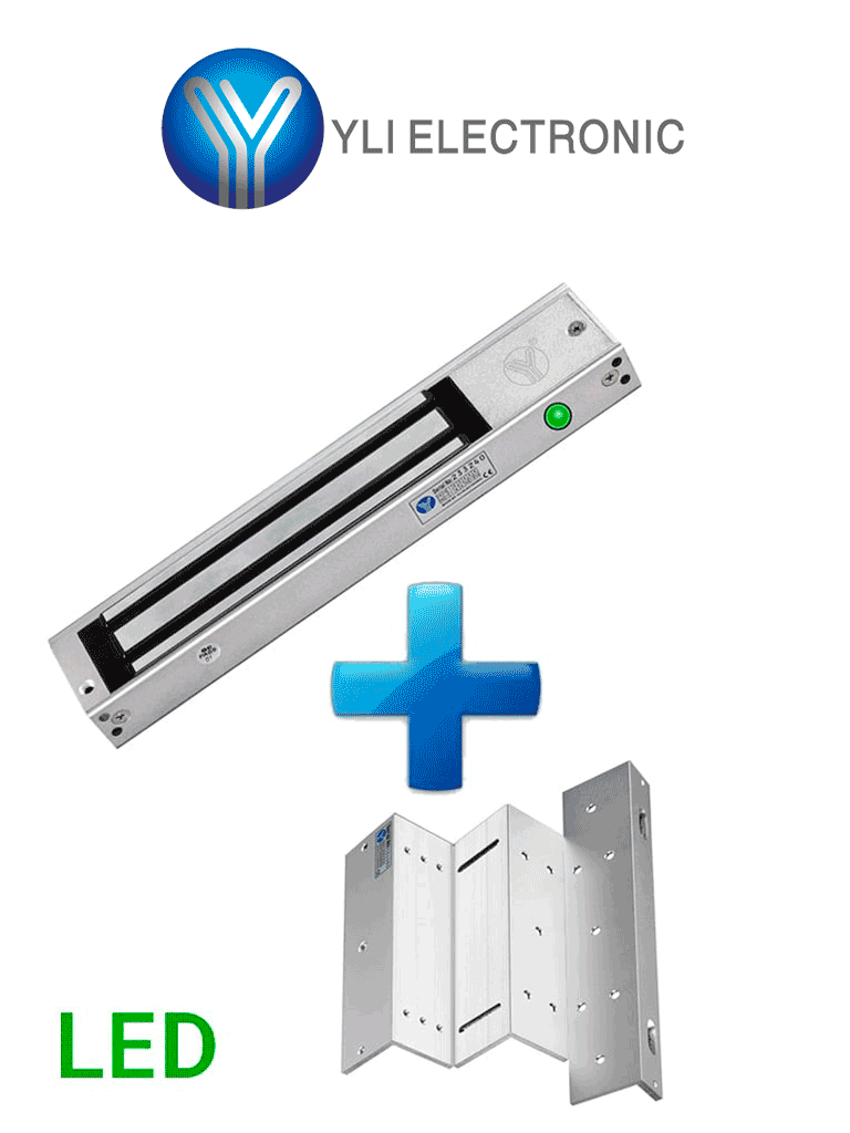 Cerradura Magnética YM280NLEDPAK - 280kg / Led / Soporte ZL / Para Puertas Madera, Vidrio y Metálicas
