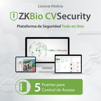 ZKCVACP5 - Licencia de Software / Control de Acceso / 5 Puertas / Vitalicia / Paneles InBioPro e InBio / Biométricos Green Label