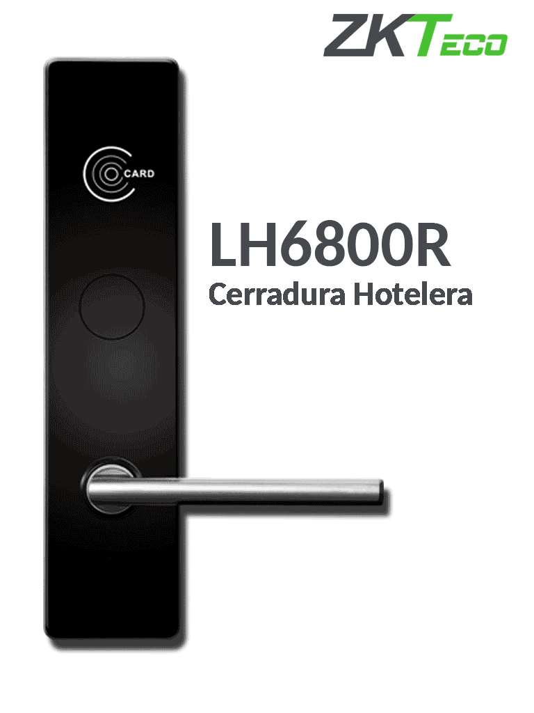 Cerradura ZKTECO LH6800R para hotel, MIFARE 13.56 Mhz, 35-45 mm grosor puerta, Aleación Zinc