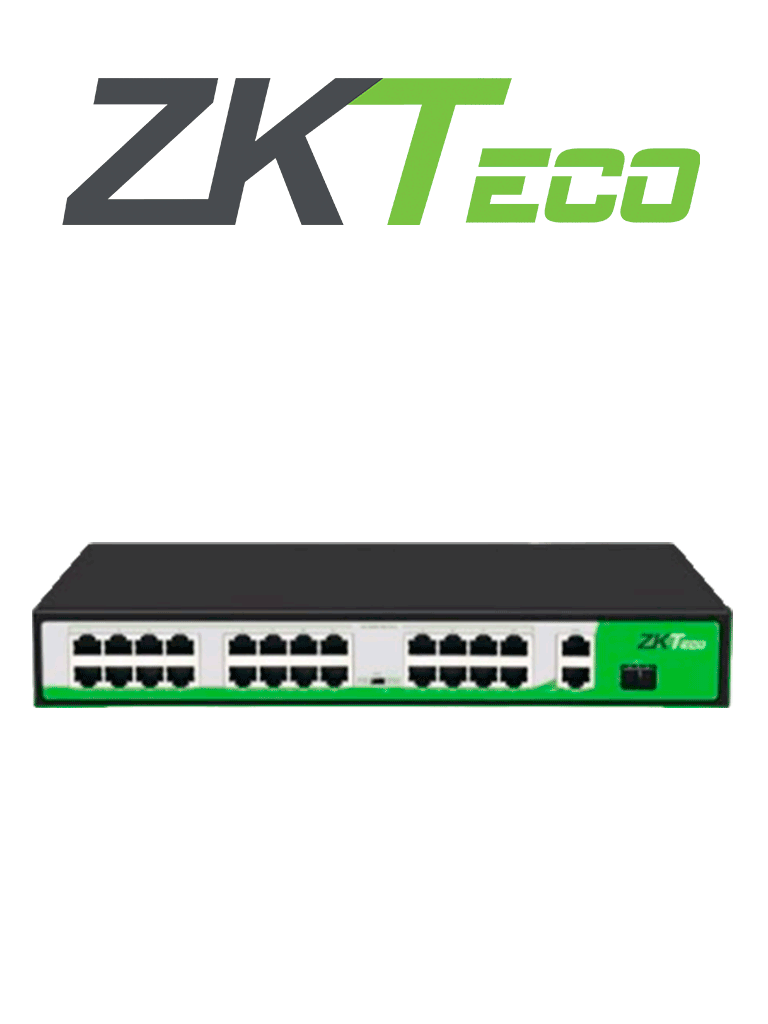 ZKTECO Switch PE242-300-C 24 Puertos PoE+ 30W, 2 RJ45 10/100/1000M, SFP 1G