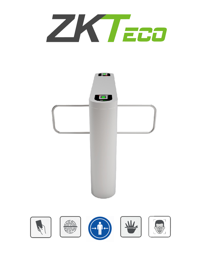 Barrera peatonal zkteco proentrance sb02fp, bidireccional, acero inox, alto flujo, 30 pers/min, 2 lectores huella fr1500, panel inbio206pro, iztacalco PROENTRANCE SB02FP