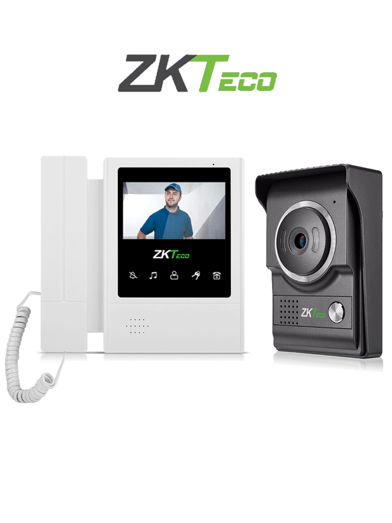 ZKTECO Kit de videoportero analógico / monitor de 4.3 pulgadas / frente de calle con cámara de 1 mp / √ångulo de visión 80¬∞ / conexión hasta 4 monitores #viva #sepmai VDPO4-B4 Kit