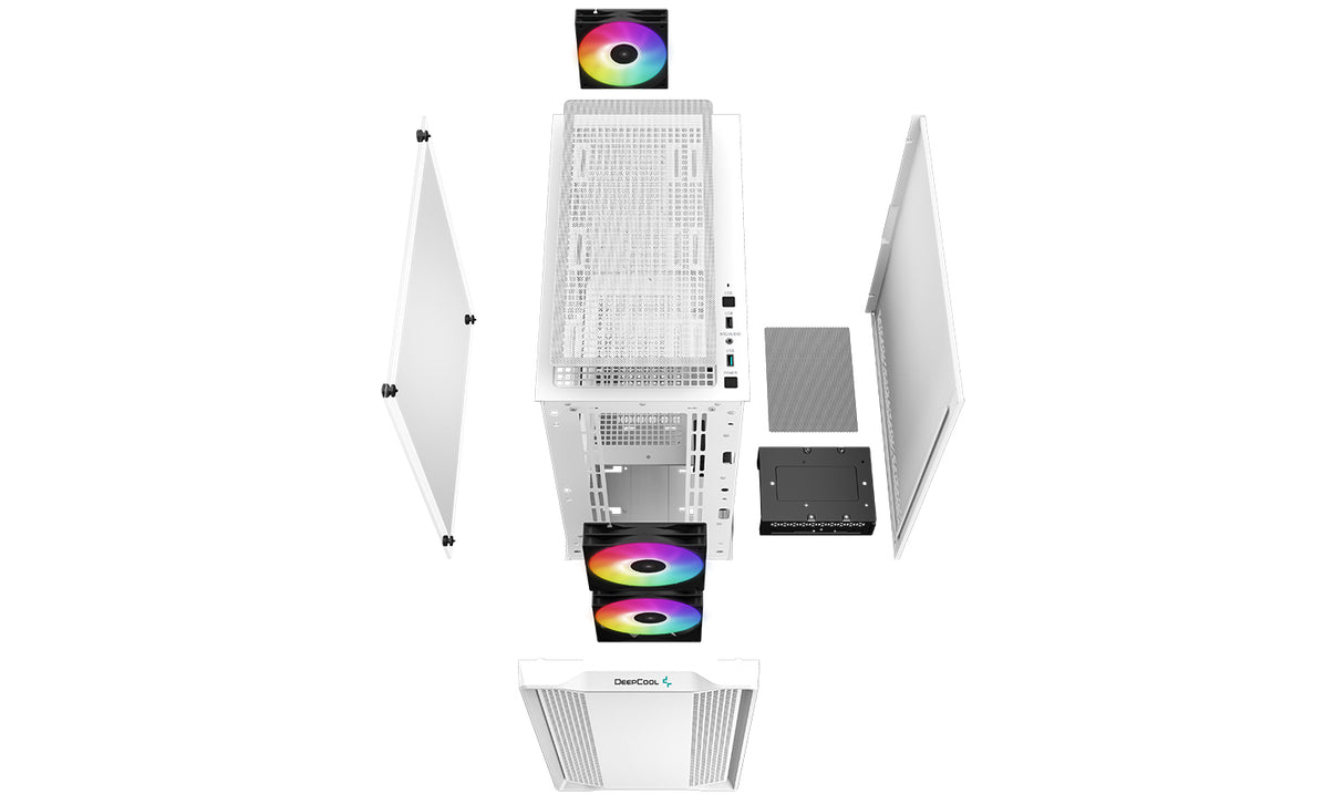 DeepCool CC360 WH ARGB carcasas ordenador ABS, Acero, Vidrio templado Mini Tower PC Blanco