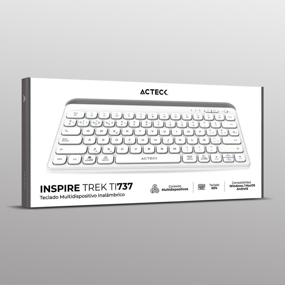Acteck Inspire Trek TI737 teclado Universal RF Wireless + Bluetooth Español Gris, Blanco