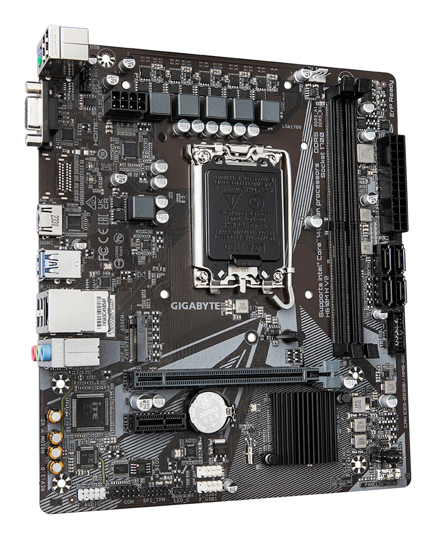GIGABYTE H610M H V2 Placa base - Compatible con procesadores Intel Core 14th CPUs, 4+1+1 Hybrid Digital VRM, up to 5600MHz DDR5, 1xPCIe 3.0 M.2, GbE LAN, USB 3.2 Gen 1 placas base Intel LGA 1700 LGA 1700 96 GB