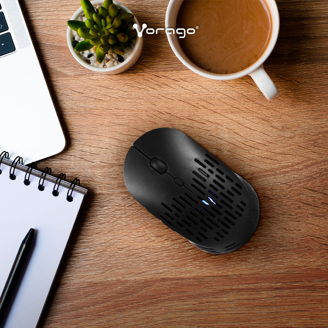 Vorago MO-208 ratón Diestro RF inalámbrico + bluetooth Óptico 2400 DPI, Negro