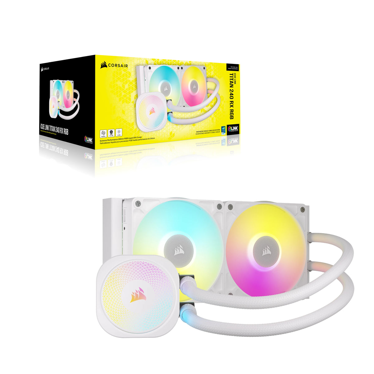 Corsair iCUE LINK TITAN RX RGB Procesador Sistema de refrigeración líquida todo en uno 12 cm Blanco