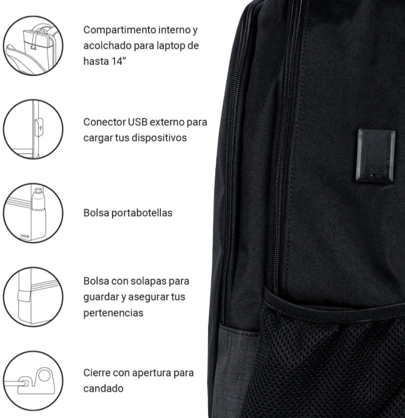 TechZone TZ21LBP04 maletín para laptop 39.6 cm (15.6") Mochila Negro, Tirante para hombro
