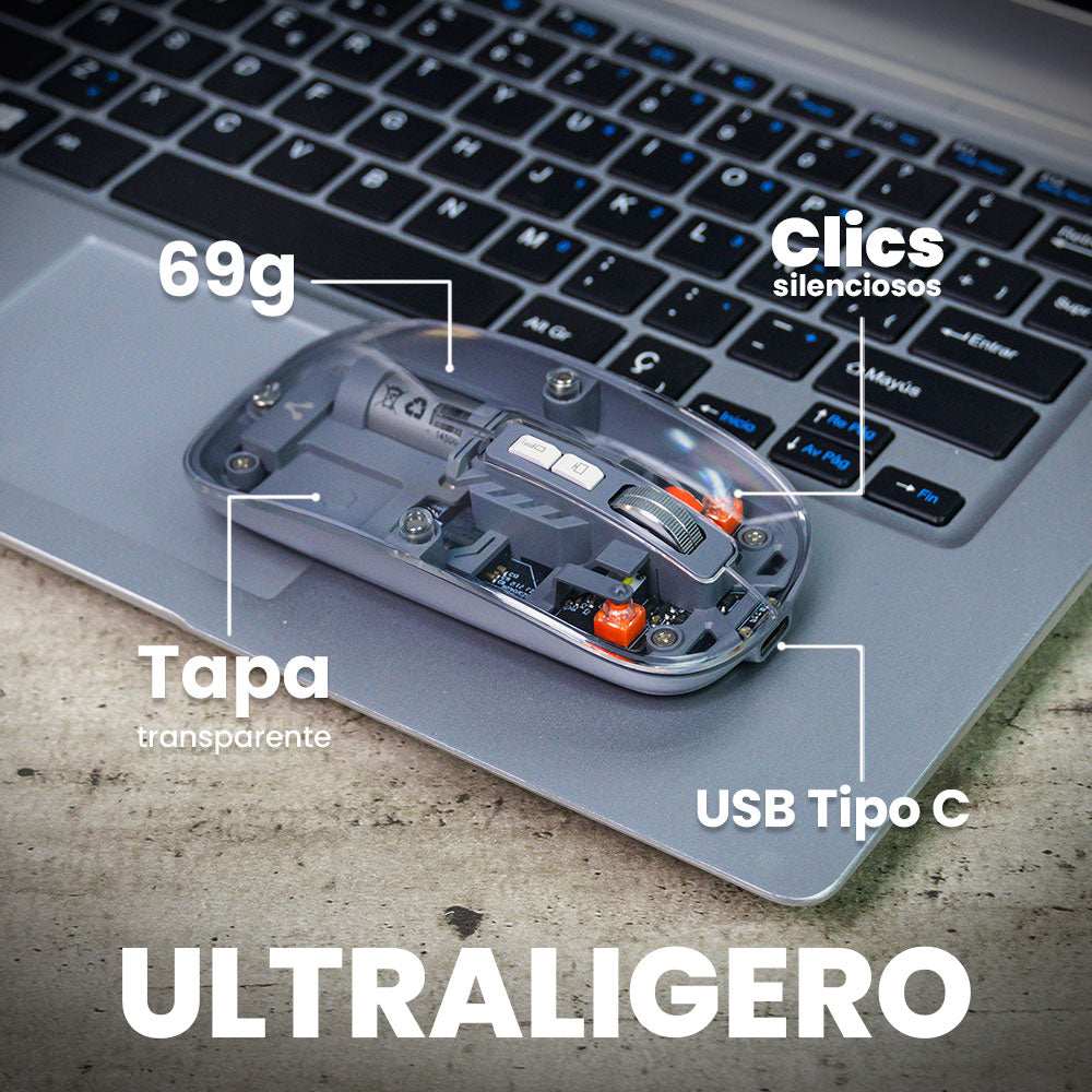 Vorago MO-415 ratón Oficina mano derecha RF Wireless + Bluetooth + USB Type-A Óptico 1600 DPI