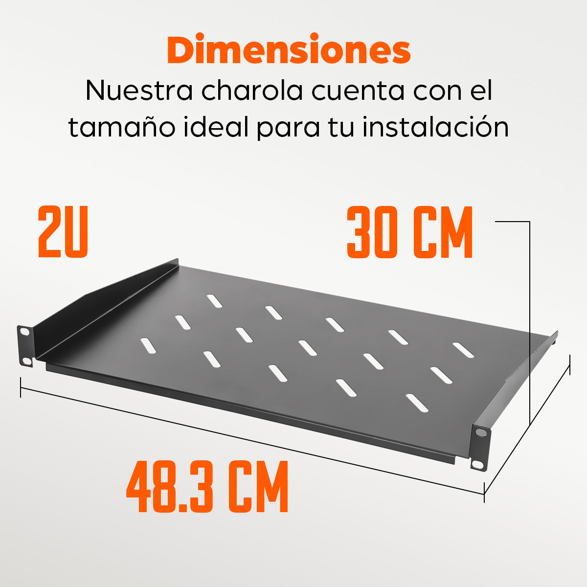CHAROLA INT P/ RACK DE 1U 30CM DE PROF SOPORTA 25KG VENTILADA