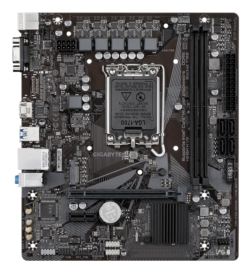 GIGABYTE H610M H V2 Placa base - Compatible con procesadores Intel Core 14th CPUs, 4+1+1 Hybrid Digital VRM, up to 5600MHz DDR5, 1xPCIe 3.0 M.2, GbE LAN, USB 3.2 Gen 1 placas base Intel LGA 1700 LGA 1700 96 GB