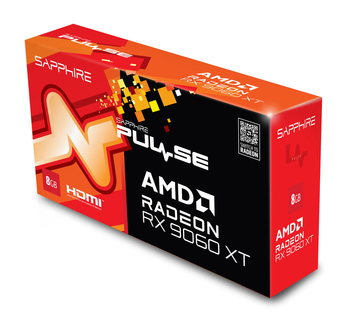 Sapphire PULSE AMD Radeon RX 9060 XT 8GB GPU GDDR6, 128 Bit, 7680 x 4320 Pixeles, PCI Express x16 5.0