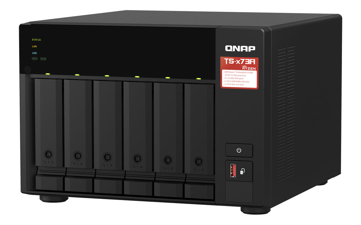 QNAP TS-673A Servidor 0 GB M.2, Serial ATA II, Serial ATA III 2.5,3.5,M.2 cm (2.5,3.5,M.2") 2