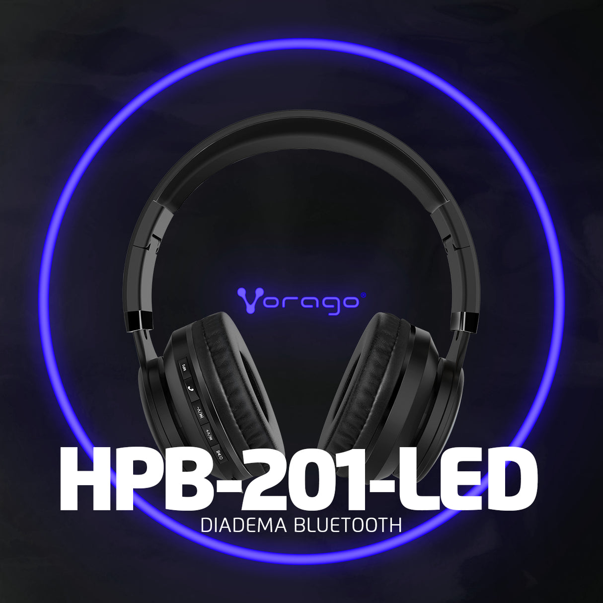 Vorago HPB-201-LED auricular y casco Auriculares Inalámbrico Diadema Llamadas/Música Bluetooth Negro